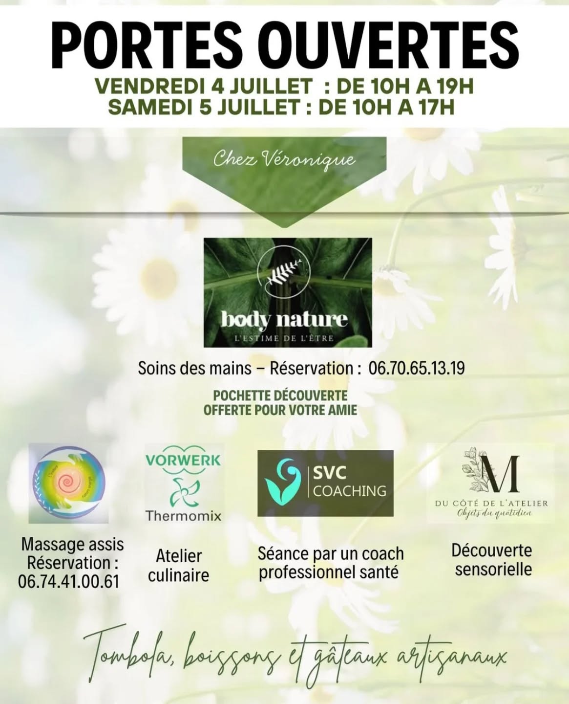 Bonjour à tous, 

Si vous souhaitez passer un moment convivial et sportif, venez le 4 Juillet dès 14h00 et le 5 Juillet à partir de 10h00 "chez Véronique"à Couture, dans un endroit secret.

J'animerai des sessions sportives et je répondrai à toutes vos questions concernant l'activité physique.

Je ne serai pas seul, il y aura d'autres professionnels du bien-être @cottereaubodynature
@ducotedelatelier ainsi que des massages assis et un atelier culinaire.

Si vous souhaitez participer à cet heureux événement et avoir l'adresse exacte de ce lieu mystérieux et charmant, réservez vos places au 06.70.65.13.19.

Sachez que si vous venez, il y a des choses à gagner.

Je vous attends. 

Passez un merveilleuse semaine malgré ces chaleurs.

#bienetre #sport #evenement #activitesphysiquesadaptees #sportsantebienetre
#sportsante.